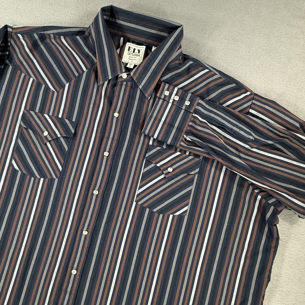 Ely Cattleman Mens Big 3XL Pearl Snap Western Shirt Rodeo Ranch Cowboy Cabin